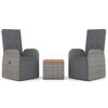vidaXL Juego muebles jard&iacute;n 3 pzas madera acacia rat&aacute;n sint&eacute;tico gris