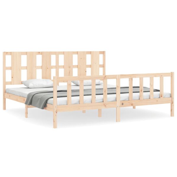 vidaXL Estructura de cama con cabecero madera maciza 180x200 cm