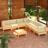 vidaXL Muebles de jardín 8 pzas y cojines madera maciza de pino crema