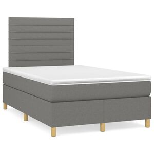 vidaXL Cama box spring con colch&oacute;n tela gris oscuro 120x200 cm