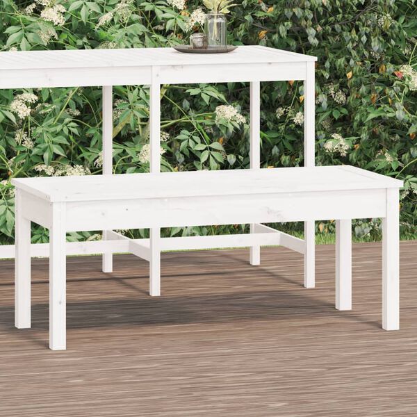vidaXL Banco de jard&iacute;n madera maciza pino blanco 109x44x45 cm