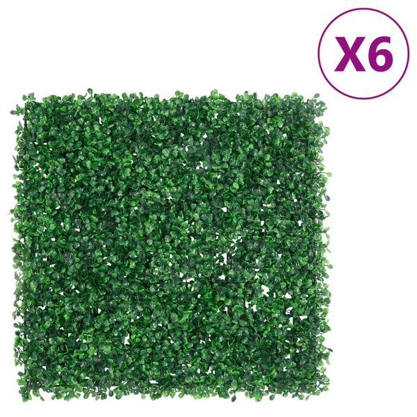 vidaXL Valla de hojas de arbusto artificial 6 uds verde 50x50 cm
