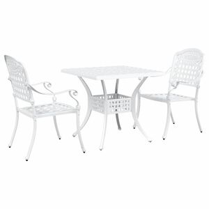 vidaXL Conjunto de mesa de jard&iacute;n 3 pcs Blanco Aluminio fundido