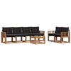 vidaXL Conjunto de sof&aacute;s de exterior con coj&iacute;n 7 pcs Natural y negro