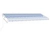 vidaXL Toldo autom&aacute;tico LED sensor de viento azul y blanco 500x350 cm