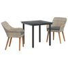 vidaXL Conjunto de Comedor de Jard&iacute;n 3 uds. Gris Claro rat&aacute;n sint&eacute;tico