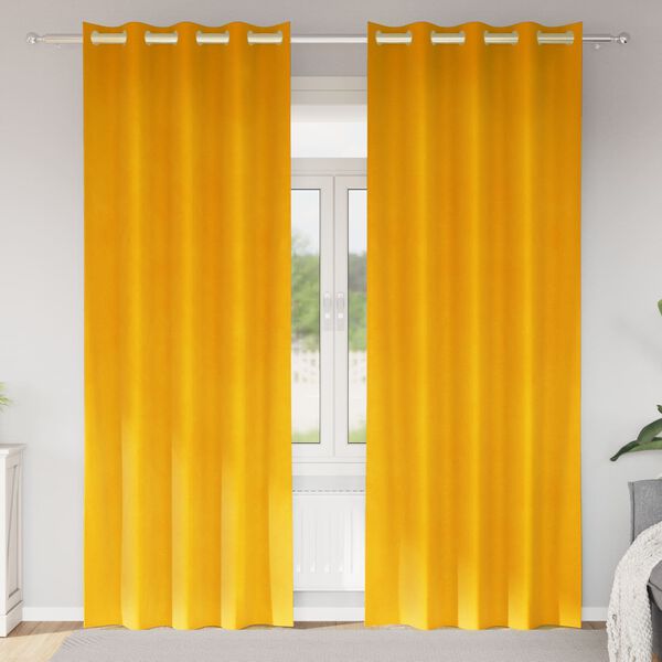 vidaXL Cortinas opacas 2 pcs Amarillo Mostaza 140 x 225 cm Terciopelo