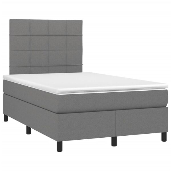 vidaXL Cama box spring con colch&oacute;n tela gris oscuro 120x200 cm