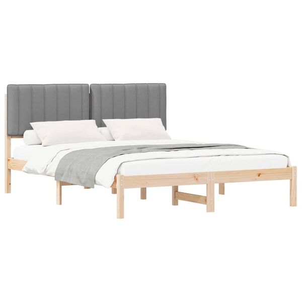 vidaXL Estructura de Cama con Cabecera Tapizada Gris Claro