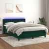 vidaXL Cama box spring colch&oacute;n y LED terciopelo verde oscuro 140x190cm