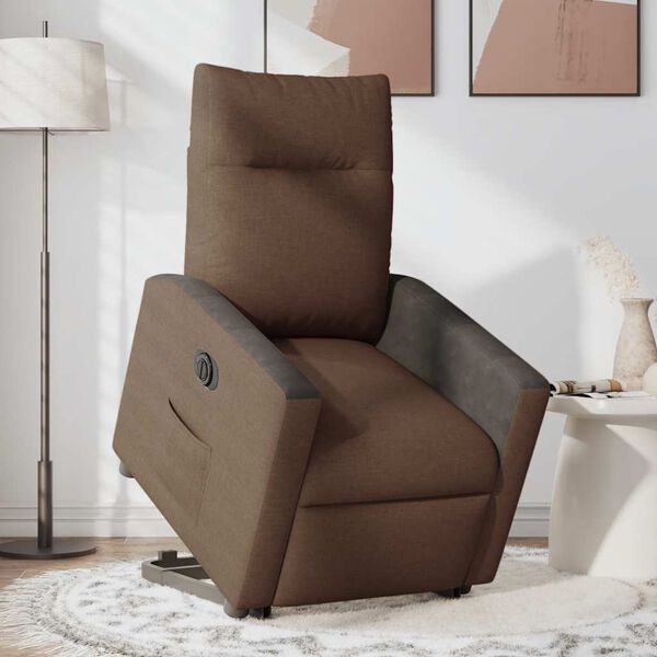 vidaXL Sillón eléctrico reclinable elevable de tela marrón