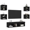 vidaXL Muebles de TV de pared con LED 7 pzas madera ingeniería negro