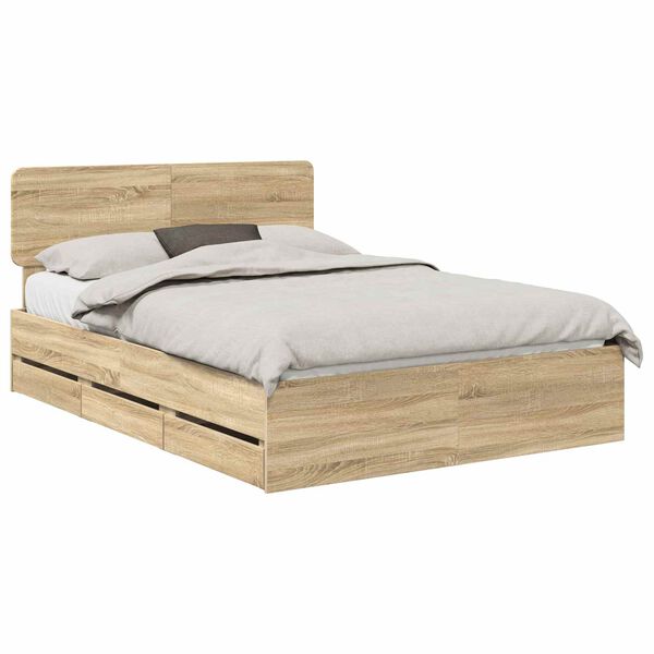 vidaXL Estructura de cama con cabecera Roble Sonoma 150 x 200 cm