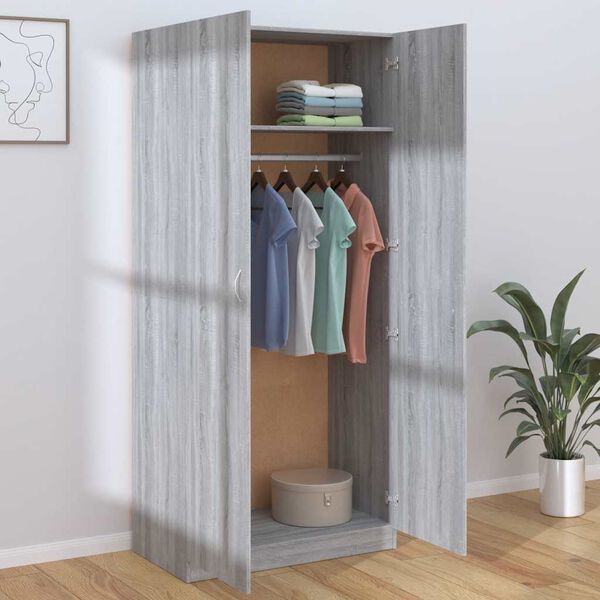 vidaXL Armario madera contrachapada gris Sonoma 90x52x200 cm