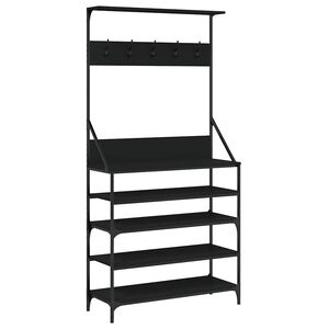 vidaXL Perchero con zapatero negro 90x34x184 cm