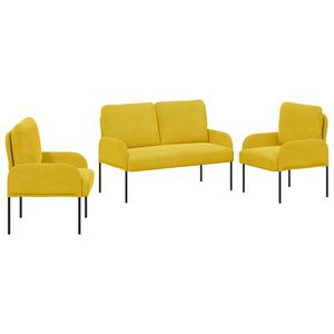 vidaXL Juegos de sof&aacute;s con coj&iacute;n 3 pcs Amarillo 115 x 56 x 80 cm