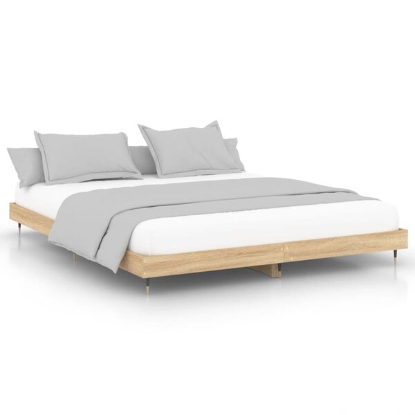 vidaXL Estructura de cama sin colch&oacute;n madera roble Sonoma 140x200 cm