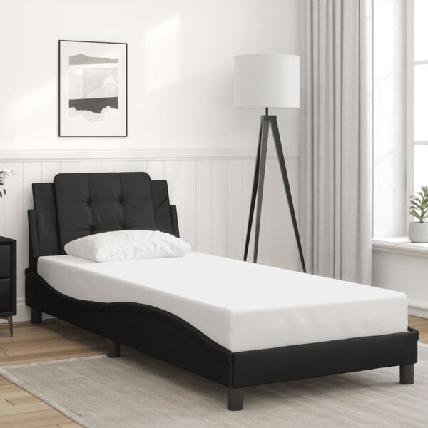 vidaXL Estructura de cama con LED sin colch&oacute;n Zadar negro 100x203 cm