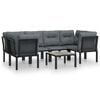 vidaXL Juego de muebles de jard&iacute;n 7 pzas rat&aacute;n sint&eacute;tico negro y gris