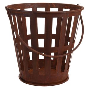ProGarden Cubo para le&ntilde;a con asa de metal color &oacute;xido