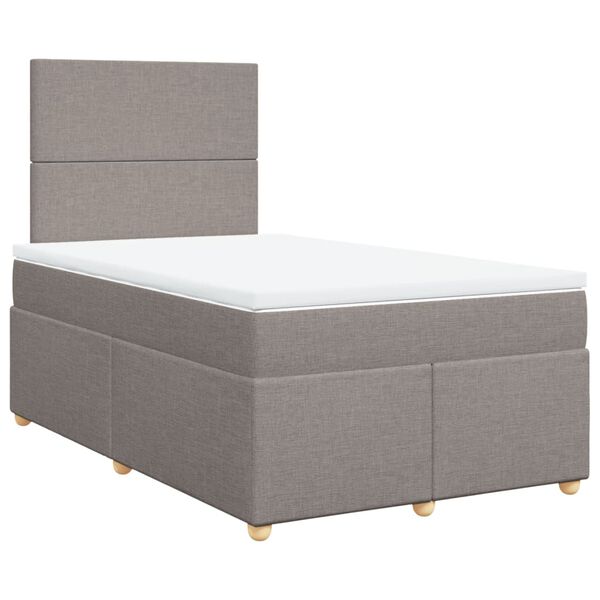 vidaXL Cama box spring con colchón tela gris taupe 120x190 cm