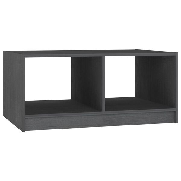 vidaXL Mesa de centro de madera maciza de pino gris 75x50x33,5 cm