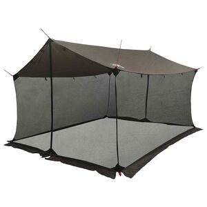vidaXL Toldo de camping con paredes de malla Marr&oacute;n Gris