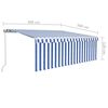 vidaXL Toldo retráctil manual con persiana y LED azul y blanco 4x3 m