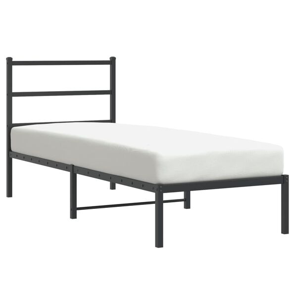 vidaXL Estructura cama sin colch&oacute;n con cabecero metal negro 75x190 cm