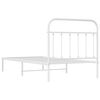 vidaXL Estructura cama sin colch&oacute;n con cabecero metal blanco 100x190cm