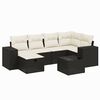 vidaXL Set de comedor de jard&iacute;n 7 pzas y cojines rat&aacute;n sint&eacute;tico negro