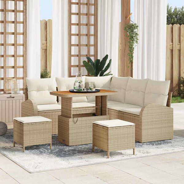 vidaXL Conjunto de sof&aacute; de jard&iacute;n con coj&iacute;n 8 pcs Beige y Crema