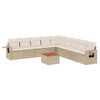 vidaXL Juego de sof&aacute;s jard&iacute;n con cojines beige 10 pzas rat&aacute;n sint&eacute;tico