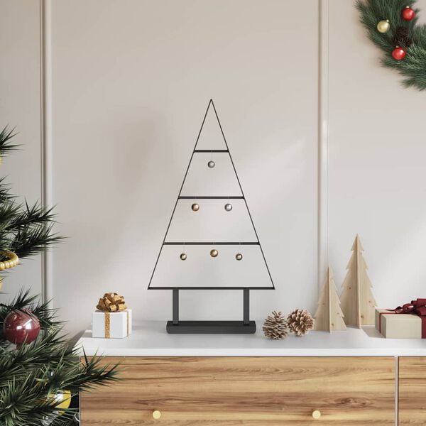 vidaXL &Aacute;rbol de Navidad de metal con soporte Negro 60 cm Acero