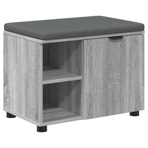 vidaXL Banco de entrada con coj&iacute;n Gris Sonoma 60 x 38 x 46 cm