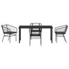 vidaXL Conjunto de Comedor de Jard&iacute;n 5 pcs Negro rat&aacute;n sint&eacute;tico