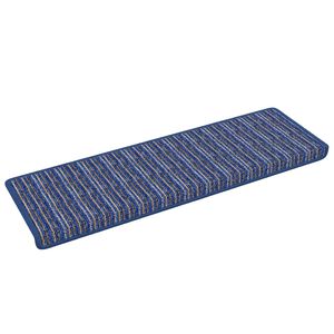 vidaXL Alfombras autoadhesivas para escaleras Rayado 15 pcs Azul