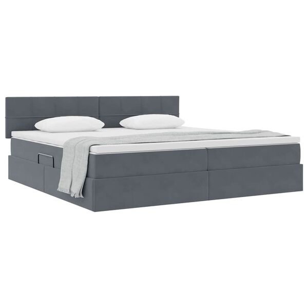 vidaXL Cama con almacenamiento Gris oscuro 200 x 200 cm Terciopelo