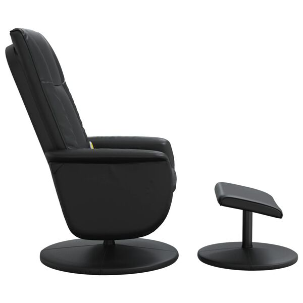 vidaXL Sill&oacute;n reclinable masaje con reposapi&eacute;s cuero sint&eacute;tico negro
