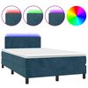 vidaXL Cama box spring colch&oacute;n y LED terciopelo azul oscuro 120x190 cm