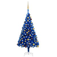 vidaXL Árbol de Navidad preiluminado con luces y bolas azul 120 cm