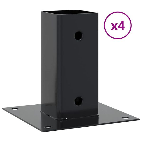 vidaXL Bases para postes cuadradas 4 uds. Antracita 61x61 mm
