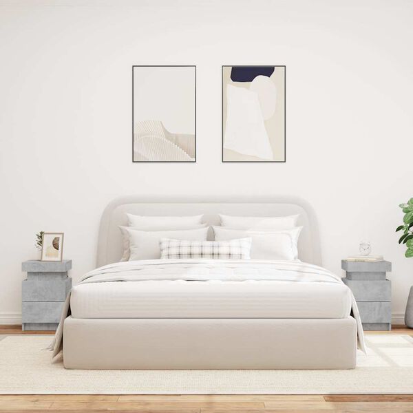 vidaXL Mesitas de noche con luces LED 2 uds gris hormig&oacute;n 35x39x55 cm