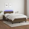 vidaXL Cama box spring con colch&oacute;n LED tela marr&oacute;n oscuro 120x200 cm