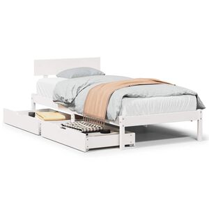 vidaXL Estructura de cama sin colch&oacute;n madera maciza blanca 75x190 cm
