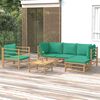 vidaXL Set de muebles de jard&iacute;n 6 piezas bamb&uacute; con cojines verde