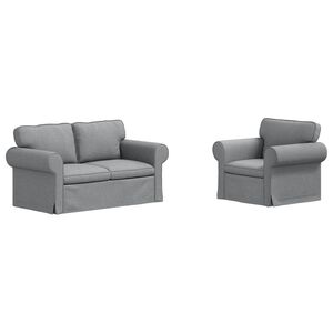 vidaXL Juego de Sof&aacute; 2 uds. Gris Claro tela
