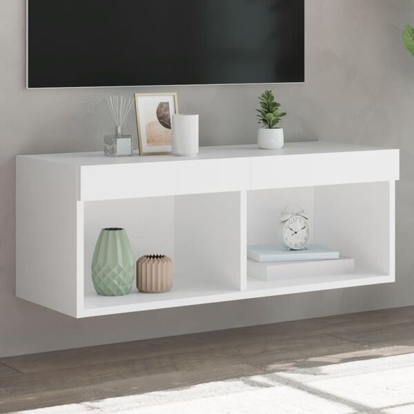 vidaXL Mueble para TV con luces LED blanco 80x30x30 cm