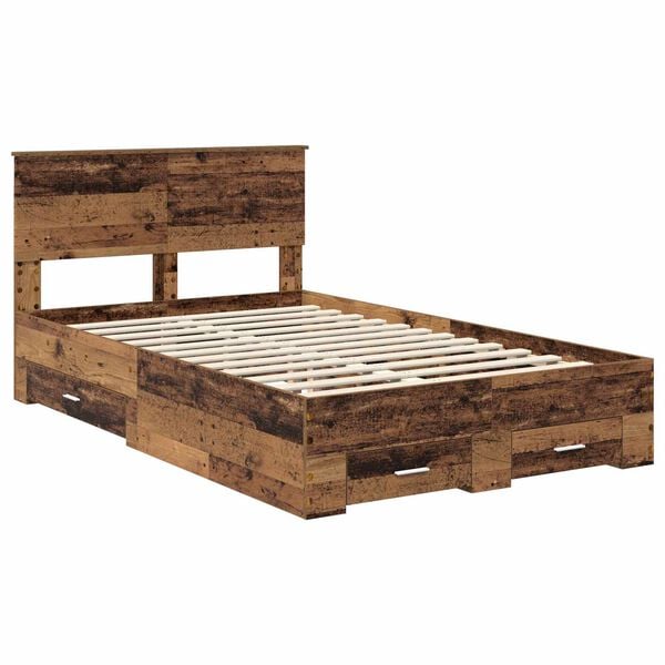 vidaXL Estructura de cama con cabecera Madera vieja 120 x 190 cm