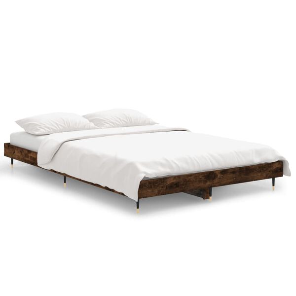 vidaXL Estructura de cama sin colch&oacute;n madera roble ahumado 120x190 cm